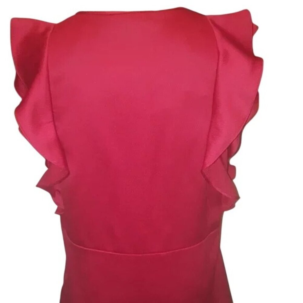 Michael Kors Red Satin Ruffle Blouse - Picture 2 of 5